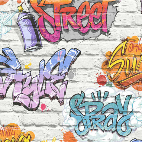Carta da Parati Graffiti Foglio Adesivo Colori Diversi