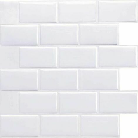 Carta da parati impermeabile per bagno Adesivo da parete stereoscopico 3D Adesivo autoadesivo bianco puro per camera da letto Adesivo da parete Decorazione da parete Carta da parati per cucina Adesivo