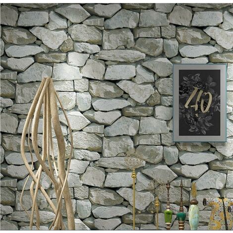 Carta da parati in PVC retrò 3D tridimensionale imitazione pietra modello carta da parati decorazione camera da letto TV parete soggiorno carta da parati-53 cm (L) 9,5 m (L)