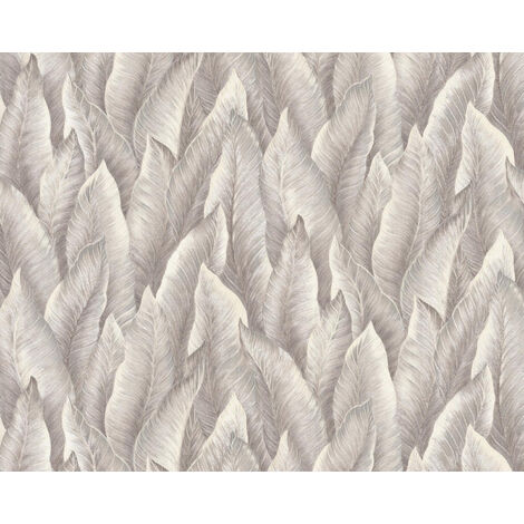 Carta da parati in rilievo EDEM 420ST24 Carta da parati TNT goffrata a caldo leggermente strutturata con elementi di natura luccicante grigio grigio-beige argento bianco-crema 10,65 m2