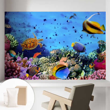 Carta Da Parati In Vlies Decorativa Per Pareti - Con Motivi Moderni - Con Colori Intensi - Per Ufficio Barriera corallina 104x70 cm
