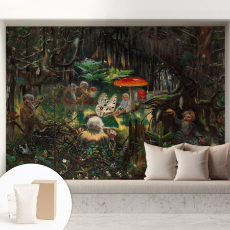 Carta Da Parati In Vlies Decorativa Per Pareti - Con Motivi Moderni - Con Colori Intensi - Per Ufficio Foresta incantata 208x146 cm