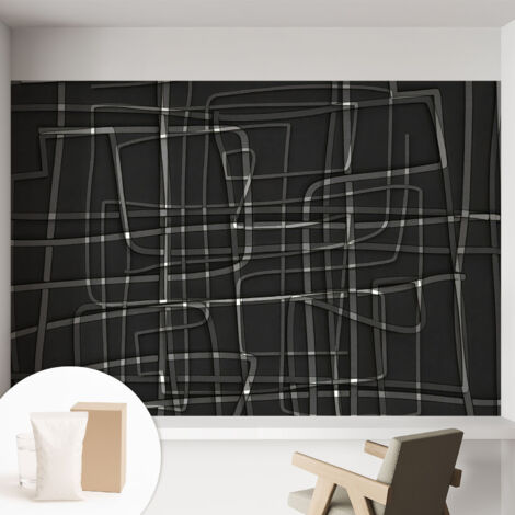 Carta Da Parati In Vlies Decorativa Per Pareti - Con Motivi Moderni - Con Colori Intensi - Per Ufficio Linee astratte 152x104 cm