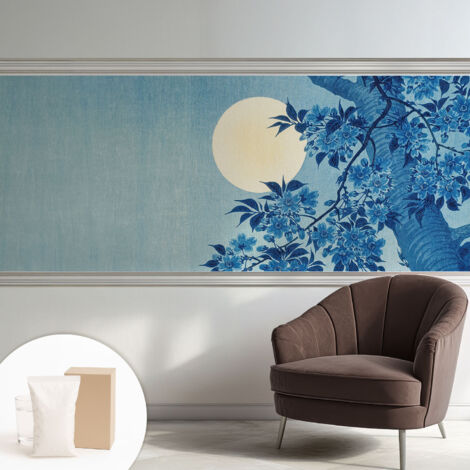 Carta Da Parati In Vlies Decorativa Per Pareti - Con Motivi Moderni - Con Colori Intensi - Per Ufficio Luna dei Fiori 250x104 cm