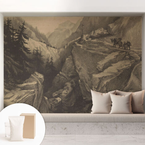 Carta Da Parati In Vlies Decorativa Per Pareti - Con Motivi Moderni - Con Colori Intensi - Per Ufficio Montagne pittoresche 208x146 cm