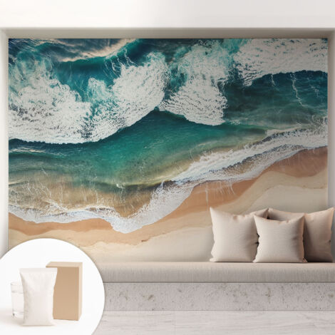 Carta Da Parati In Vlies Decorativa Per Pareti - Con Motivi Moderni - Con Colori Intensi - Per Ufficio Onde del mare 208x146 cm