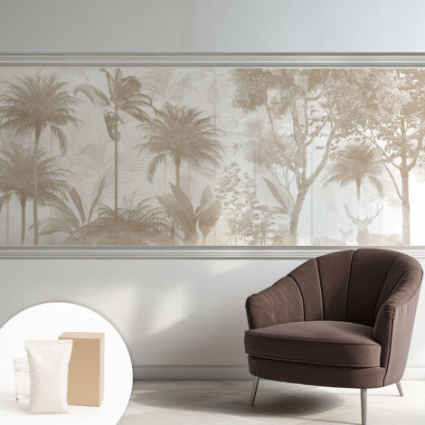 Carta Da Parati In Vlies Decorativa Per Pareti - Con Motivi Moderni - Con Colori Intensi - Per Ufficio Paesaggio tropicale 250x104 cm