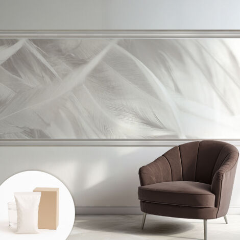 Carta Da Parati In Vlies Decorativa Per Pareti - Con Motivi Moderni - Con Colori Intensi - Per Ufficio Piume delicate 250x104 cm