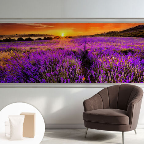 Carta Da Parati In Vlies Decorativa Per Pareti - Con Motivi Moderni - Con Colori Intensi - Per Ufficio Tramonto alla lavanda 250x104 cm
