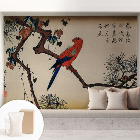 Carta Da Parati In Vlies Decorativa Per Pareti - Con Motivi Moderni - Con Colori Intensi - Per Ufficio Un uccello su un ramo 208x146 cm