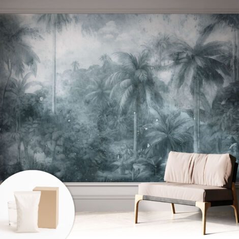 Carta Da Parati In Vlies Decorativa Per Pareti - Con Motivi Moderni - Con Colori Intensi - Per Ufficio vegetazione tropicale 312x219 cm