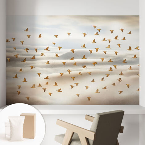 Carta Da Parati In Vlies - Fotomurale - Decorazione Paretie - Per Camera Da Letto - Per Soggiorno - Con Colla Gratuita Uccelli in volo 104x70 cm
