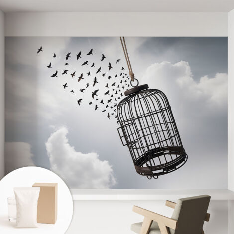 Carta Da Parati In Vlies - Fotomurale - Decorazione Paretie - Per Camera Da Letto - Per Soggiorno - Con Colla Gratuita Uccelli volanti 152x104 cm
