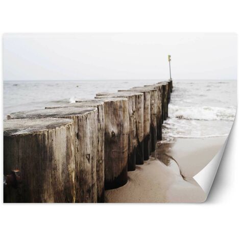 Carta Da Parati, Mare spiaggia frangiflutti paesaggio - 200x140