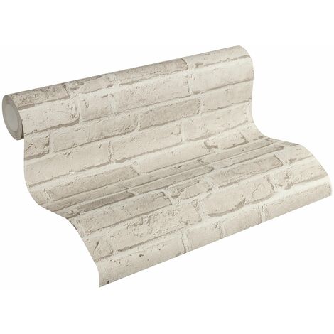 Carta Da Parati Mattoni Elements A.S. Création Carta da parati tessuto non tessuto 10.05 m x 0.53 m Grigio Prodotto in Germania 355813 35581-3, grigio, beige