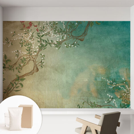 Carta Da Parati - Mural - Con Sala Da Pranzo - Camera Da Letto - Cameretta - Con Colla Gratuita Armonia floreale 152x104 cm