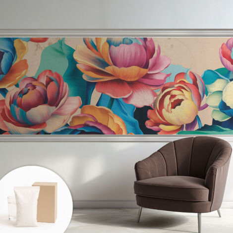 Carta Da Parati - Mural - Con Sala Da Pranzo - Camera Da Letto - Cameretta - Con Colla Gratuita Armonia floreale 250x104 cm