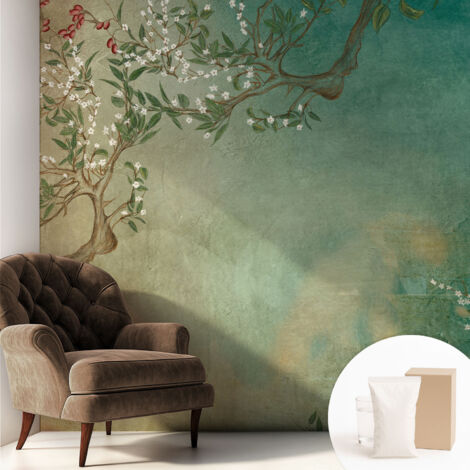 Carta Da Parati - Mural - Con Sala Da Pranzo - Camera Da Letto - Cameretta - Con Colla Gratuita Armonia floreale 250x250 cm