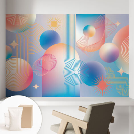 Carta Da Parati - Mural - Con Sala Da Pranzo - Camera Da Letto - Cameretta - Con Colla Gratuita Astrazione colorata 104x70 cm