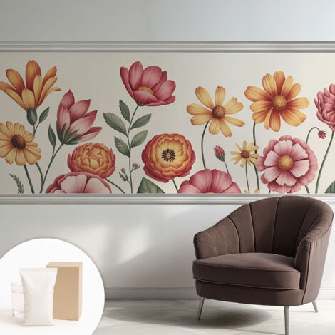 Carta Da Parati - Mural - Con Sala Da Pranzo - Camera Da Letto - Cameretta - Con Colla Gratuita Composizione floreale 250x104 cm