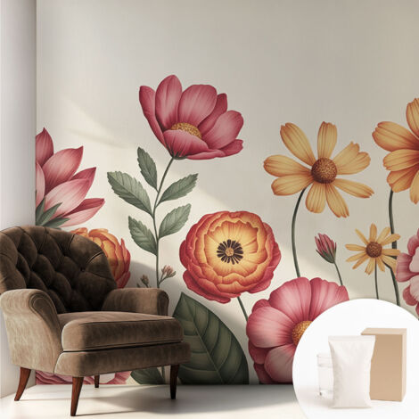 Carta Da Parati - Mural - Con Sala Da Pranzo - Camera Da Letto - Cameretta - Con Colla Gratuita Composizione floreale 250x250 cm