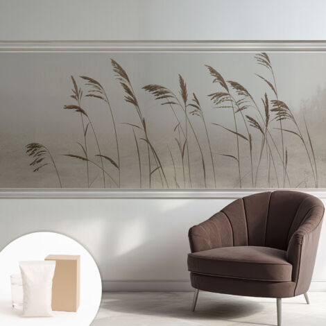 Carta Da Parati - Mural - Con Sala Da Pranzo - Camera Da Letto - Cameretta - Con Colla Gratuita Erba nella nebbia 250x104 cm