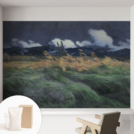 Carta Da Parati - Mural - Con Sala Da Pranzo - Camera Da Letto - Cameretta - Con Colla Gratuita Erbe trasportate dal vento 152x104 cm