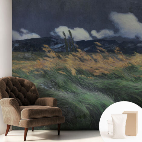 Carta Da Parati - Mural - Con Sala Da Pranzo - Camera Da Letto - Cameretta - Con Colla Gratuita Erbe trasportate dal vento 250x250 cm