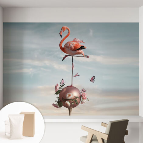 Carta Da Parati - Mural - Con Sala Da Pranzo - Camera Da Letto - Cameretta - Con Colla Gratuita fenicottero elegante 152x104 cm