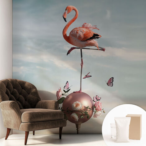 Carta Da Parati - Mural - Con Sala Da Pranzo - Camera Da Letto - Cameretta - Con Colla Gratuita fenicottero elegante 250x250 cm