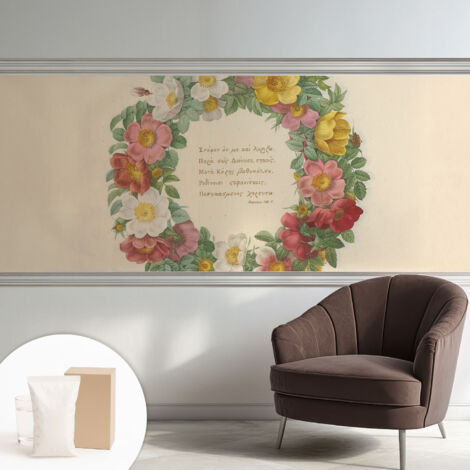 Carta Da Parati - Mural - Con Sala Da Pranzo - Camera Da Letto - Cameretta - Con Colla Gratuita Ghirlanda floreale 250x104 cm