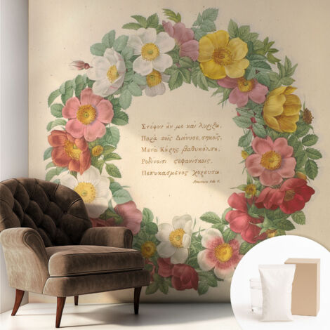 Carta Da Parati - Mural - Con Sala Da Pranzo - Camera Da Letto - Cameretta - Con Colla Gratuita Ghirlanda floreale 250x250 cm
