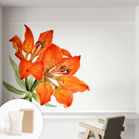 Carta Da Parati - Mural - Con Sala Da Pranzo - Camera Da Letto - Cameretta - Con Colla Gratuita Giglio arancione 152x104 cm