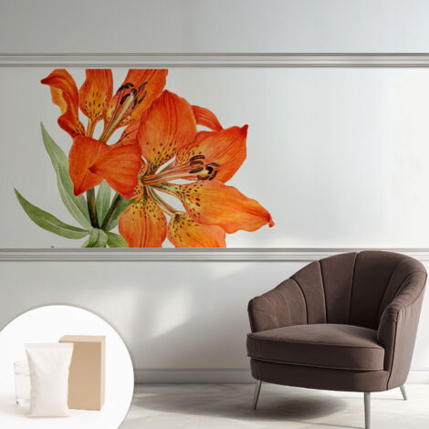 Carta Da Parati - Mural - Con Sala Da Pranzo - Camera Da Letto - Cameretta - Con Colla Gratuita Giglio arancione 250x104 cm