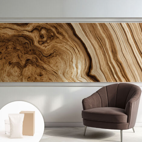 Carta Da Parati - Mural - Con Sala Da Pranzo - Camera Da Letto - Cameretta - Con Colla Gratuita Graniglia di legno 250x104 cm