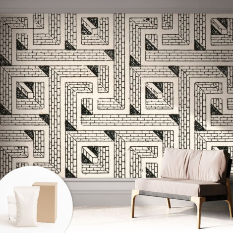 Carta Da Parati - Mural - Con Sala Da Pranzo - Camera Da Letto - Cameretta - Con Colla Gratuita Labirinto di mattoni 312x219 cm