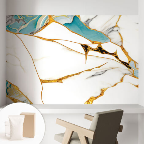 Carta Da Parati - Mural - Con Sala Da Pranzo - Camera Da Letto - Cameretta - Con Colla Gratuita L'eleganza del marmo 104x70 cm