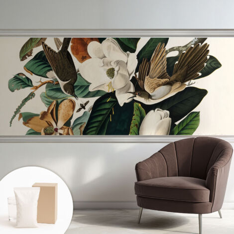 Carta Da Parati - Mural - Con Sala Da Pranzo - Camera Da Letto - Cameretta - Con Colla Gratuita magnolie degli uccelli 250x104 cm