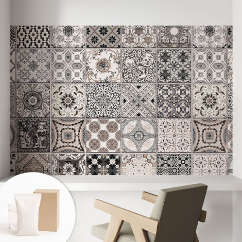 Carta Da Parati - Mural - Con Sala Da Pranzo - Camera Da Letto - Cameretta - Con Colla Gratuita Motivi di piastrelle 104x70 cm