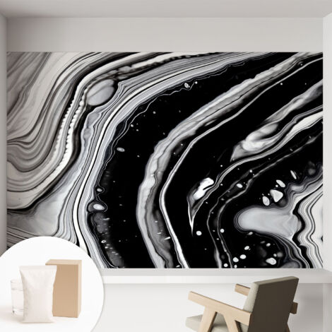 Carta Da Parati - Mural - Con Sala Da Pranzo - Camera Da Letto - Cameretta - Con Colla Gratuita onde monocromatiche 152x104 cm