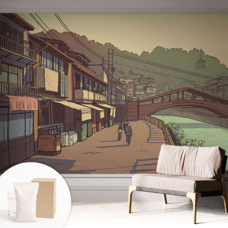 Carta Da Parati - Mural - Con Sala Da Pranzo - Camera Da Letto - Cameretta - Con Colla Gratuita paesaggio dai colori pastello 312x219 cm