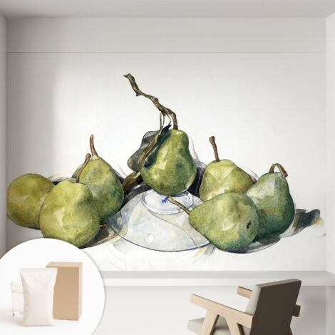 Carta Da Parati - Mural - Con Sala Da Pranzo - Camera Da Letto - Cameretta - Con Colla Gratuita Pere ad acquerello 152x104 cm