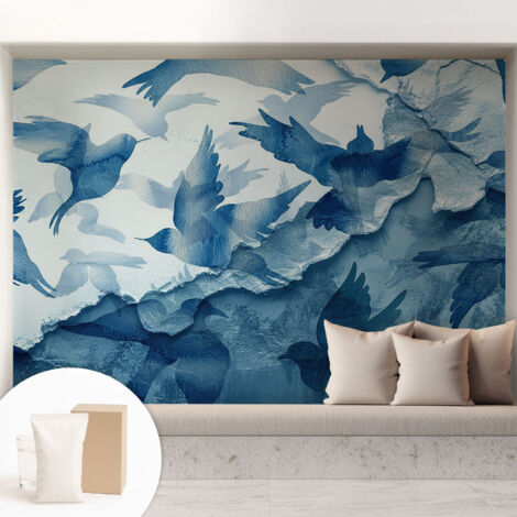 Carta Da Parati - Mural - Con Sala Da Pranzo - Camera Da Letto - Cameretta - Con Colla Gratuita Uccelli dinamici 208x146 cm