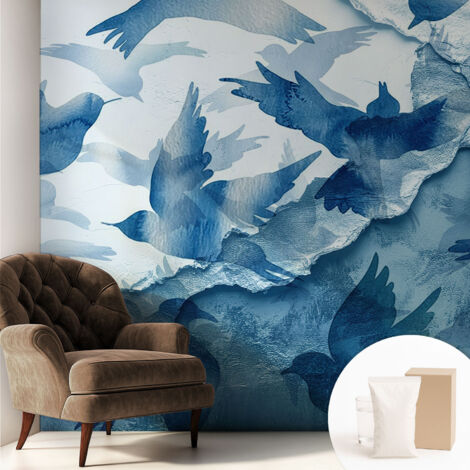 Carta Da Parati - Mural - Con Sala Da Pranzo - Camera Da Letto - Cameretta - Con Colla Gratuita Uccelli dinamici 250x250 cm