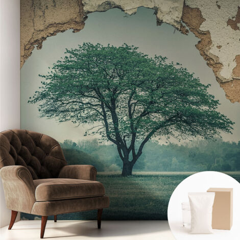 Carta Da Parati - Mural - Con Sala Da Pranzo - Camera Da Letto - Cameretta - Con Colla Gratuita Un albero solitario 250x250 cm