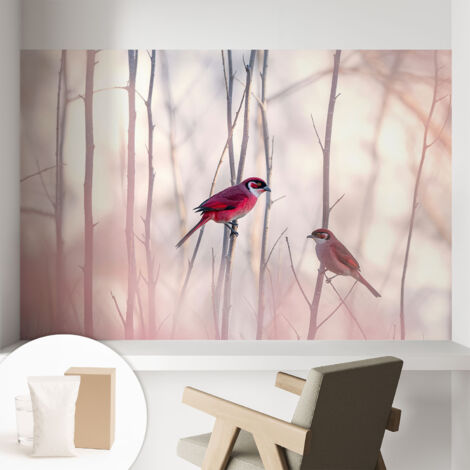 Carta Da Parati - Murale Alla Moda Decorazione - Camera Da Letto - Con Colla Gratuita coppia di uccelli 104x70 cm