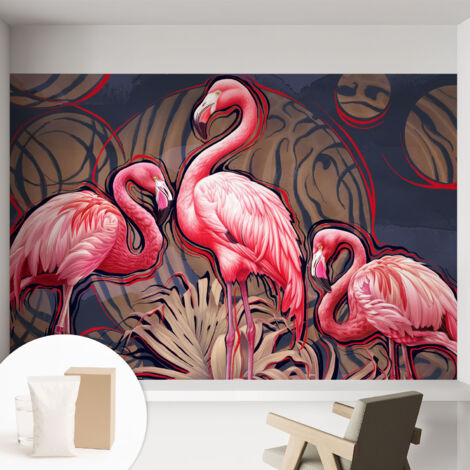 Carta Da Parati - Murale Alla Moda Decorazione - Camera Da Letto - Con Colla Gratuita fenicotteri rosa 152x104 cm