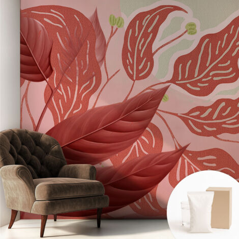 Carta Da Parati - Murale Alla Moda Decorazione - Camera Da Letto - Con Colla Gratuita Foglie biologiche 250x250 cm