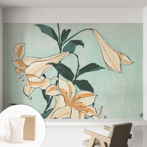 Carta Da Parati - Murale Alla Moda Decorazione - Camera Da Letto - Con Colla Gratuita Gigli delicati 152x104 cm