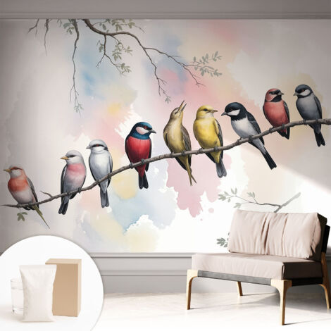 Carta Da Parati - Murale Alla Moda Decorazione - Camera Da Letto - Con Colla Gratuita Uccelli su un ramo 312x219 cm
